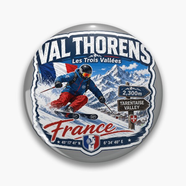 Item preview, Val Thorens France Alps Les Trois Vallées Skiing Ski Sticker TShirt 03 designed and sold by OuterShellUK.