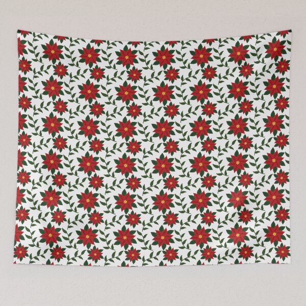 Item preview, Red Poinsettia Botanical Pattern — Dark Green Vine Christmas Floral Repeat Print designed and sold by HopeAndHustle.