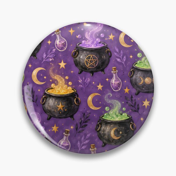 Item preview, Witchy Cauldron Magic – Purple Halloween Watercolor Pattern designed and sold by blankTeeShirt.