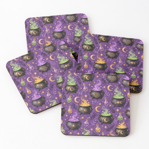 Item preview, Witchy Cauldron Magic – Purple Halloween Watercolor Pattern designed and sold by blankTeeShirt.