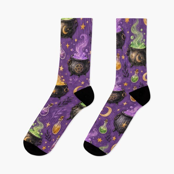 Item preview, Witchy Cauldron Magic – Purple Halloween Watercolor Pattern designed and sold by blankTeeShirt.