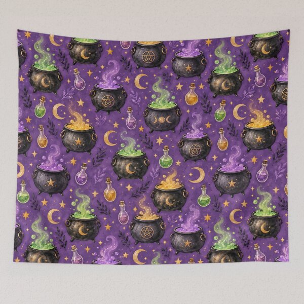 Item preview, Witchy Cauldron Magic – Purple Halloween Watercolor Pattern designed and sold by blankTeeShirt.