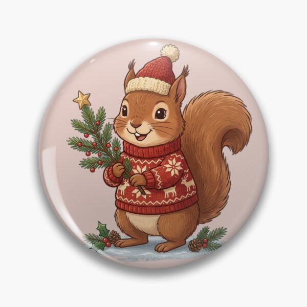 Item preview, Christmas Squirrel in a Cozy Holiday Sweater designed and sold by PunchDrop.