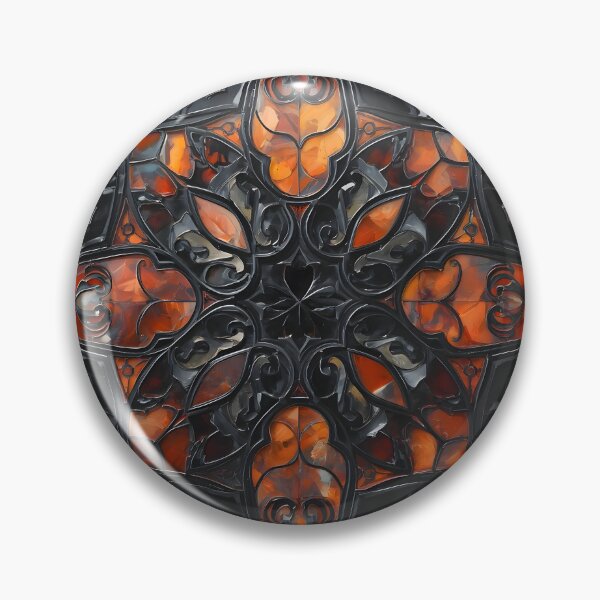 Item preview, Dark Gothic Gaudi Mosaic Amber Black Stained Glass Print designed and sold by GrinGalore.
