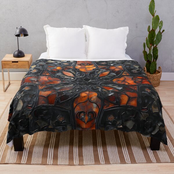Item preview, Dark Gothic Gaudi Mosaic Amber Black Stained Glass Print designed and sold by GrinGalore.