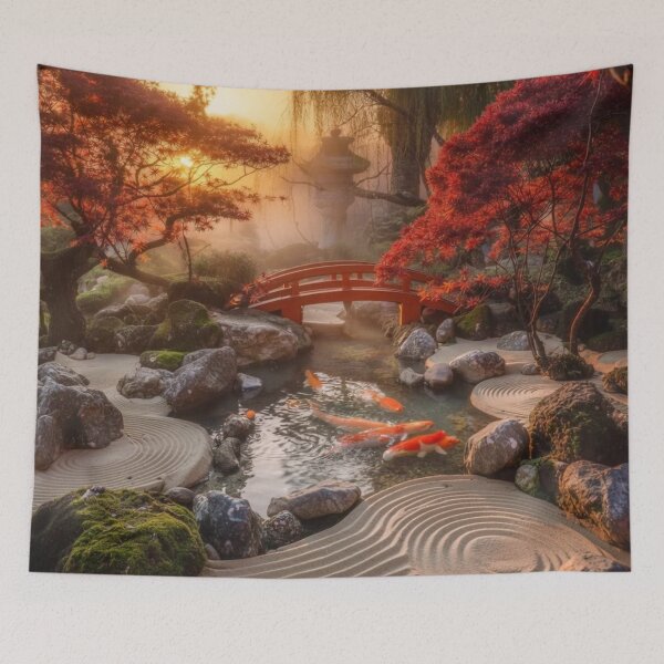 Item preview, Autumn Zen Garden – Japanese Koi Pond Serenity designed and sold by nhk999.