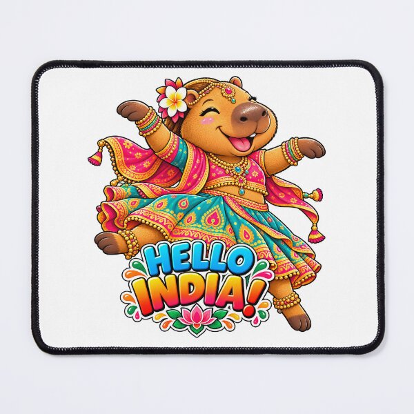 Artikelvorschau, Titel: Cute India Capybara – Buntes indisches Tanzabenteuer entworfen und verkauft von CapybaraTravels.