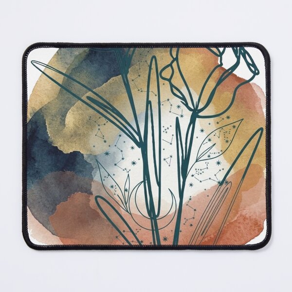 Item preview, Celestial Boho Floral Minimalist Art - Navy & Terracotta Watercolor with Constellations designed and sold by Graphix Studio.