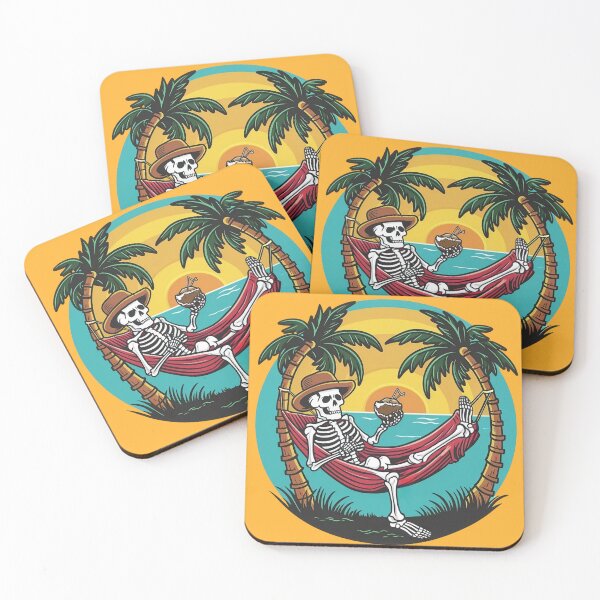 Item preview, Skeleton Beach Hammock Retro Sunset designed and sold by Veganizer.art.