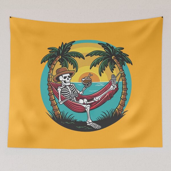 Item preview, Skeleton Beach Hammock Retro Sunset designed and sold by Veganizer.art.