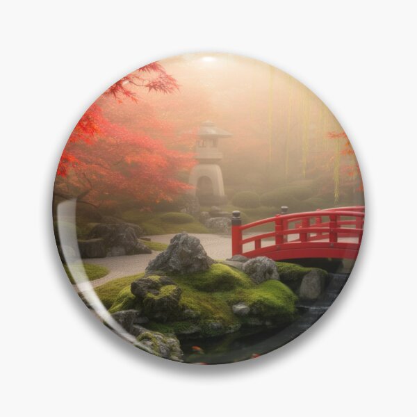 Item preview, Misty Japanese Zen Garden – Autumn Maple Koi Pond designed and sold by nhk999.