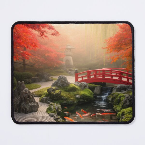 Item preview, Misty Japanese Zen Garden – Autumn Maple Koi Pond designed and sold by nhk999.