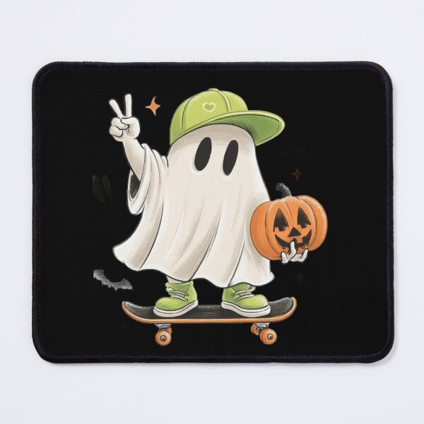 Item preview, Cute Skater Ghost on Skateboard with Pumpkin Halloween Graphic designed and sold by GrimNest.