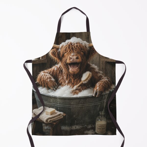 Item preview, Funny Highland Cow Taking a Bath - Cute Farm Animal Bathroom Art designed and sold by Collymore.