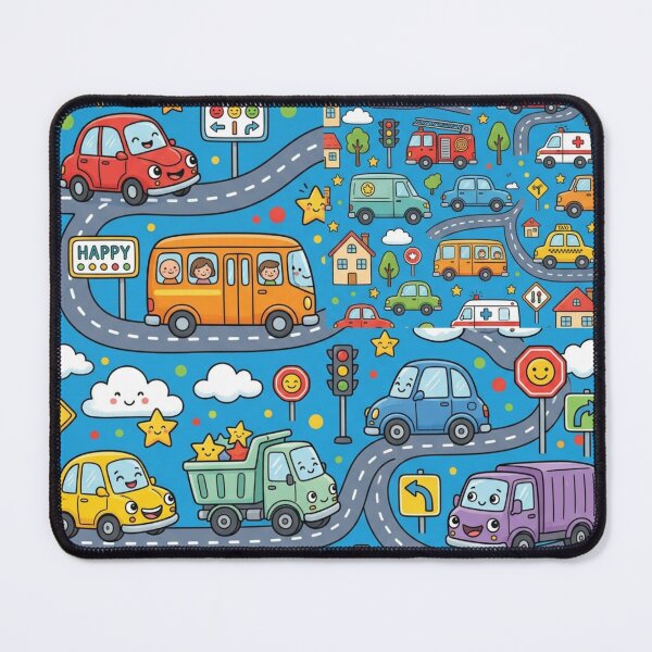 Item preview, Cute Cartoon Cars Vehicles Seamless Pattern designed and sold by ShivCraftStudio.