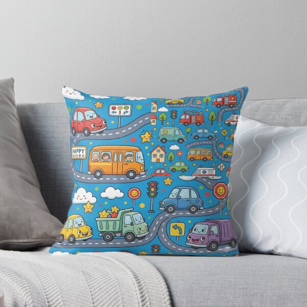 Item preview, Cute Cartoon Cars Vehicles Seamless Pattern designed and sold by ShivCraftStudio.