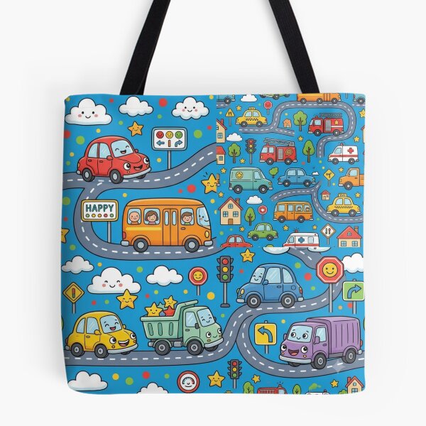 Item preview, Cute Cartoon Cars Vehicles Seamless Pattern designed and sold by ShivCraftStudio.