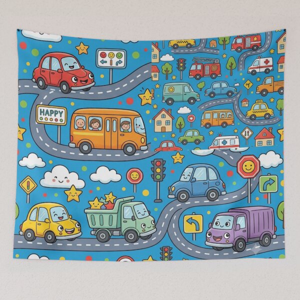 Item preview, Cute Cartoon Cars Vehicles Seamless Pattern designed and sold by ShivCraftStudio.