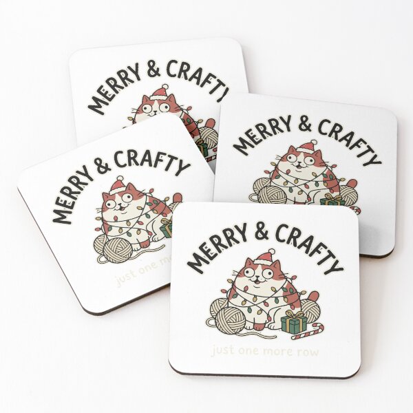 Item preview, Merry & Crafty — Funny Christmas Knitting Cat designed and sold by MSHobbies.
