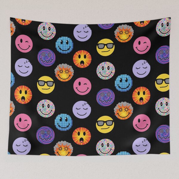 Item preview, Trippy Melting Smiley Faces Aesthetic Pattern designed and sold by MOONE FLOWER.