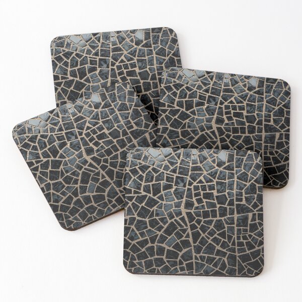Item preview, Gaudi Inspired Black Obsidian Cracked Glass Mosaic Tile Pattern Print designed and sold by GrinGalore.