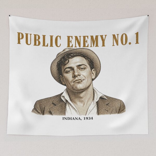 Item preview, Public Enemy No. 1 Vintage Halftone Outlaw Portrait 1930s designed and sold by Art&Fun.