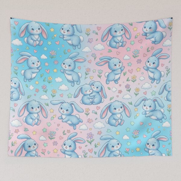 Item preview, Cute Blue Bunny Stars Nursery Seamless Pattern designed and sold by ShivCraftStudio.