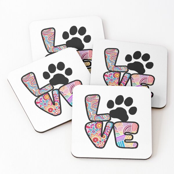Item preview, Colorful Floral Love Typography Animal Paw Print Art designed and sold by FrontinoBergero.