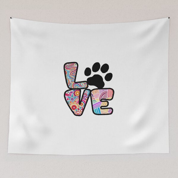 Item preview, Colorful Floral Love Typography Animal Paw Print Art designed and sold by FrontinoBergero.