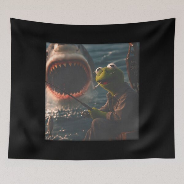 Item preview, Kermit Meme - Kermit Frog - Frog Meme - Smoking Frog Meme - Smoking Frog Shark designed and sold by Molagan-Art.