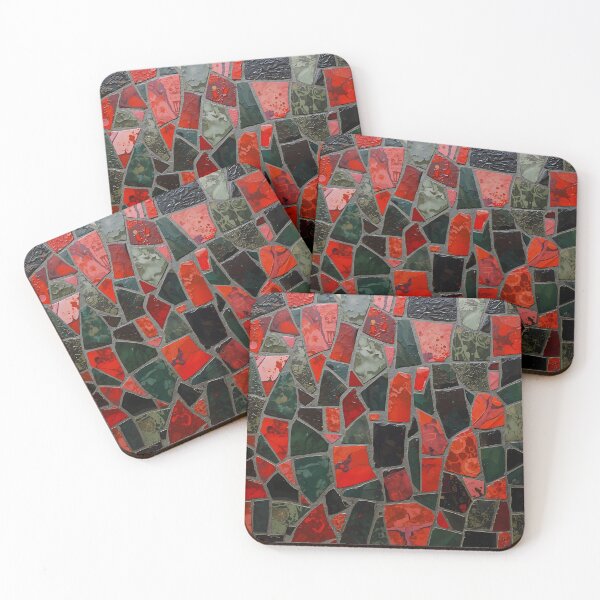 Item preview, Gaudi Inspired Red Green Black Ceramic Tile Fragment Mosaic Pattern designed and sold by GrinGalore.