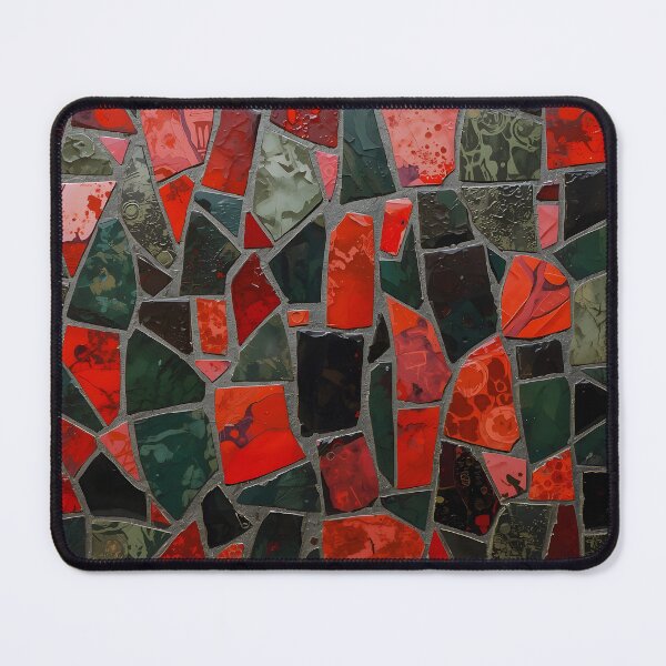 Item preview, Gaudi Inspired Red Green Black Ceramic Tile Fragment Mosaic Pattern designed and sold by GrinGalore.