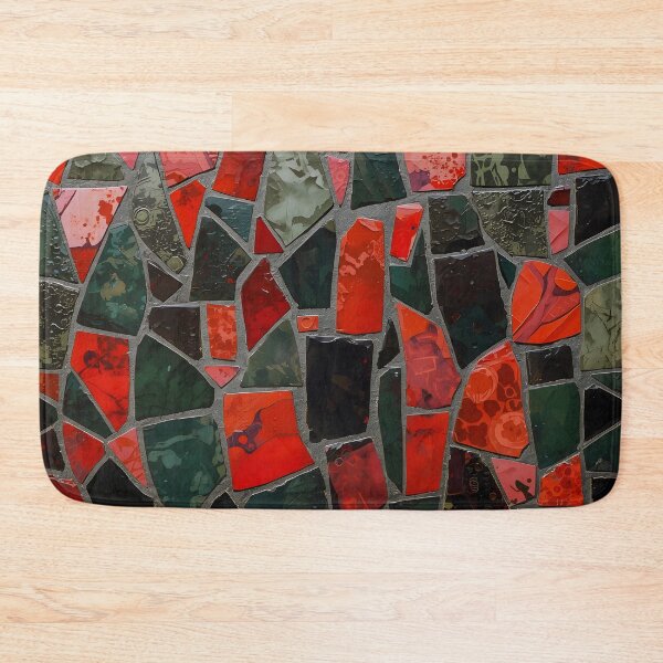 Item preview, Gaudi Inspired Red Green Black Ceramic Tile Fragment Mosaic Pattern designed and sold by GrinGalore.