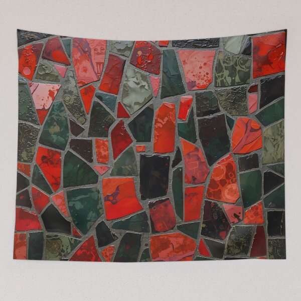 Item preview, Gaudi Inspired Red Green Black Ceramic Tile Fragment Mosaic Pattern designed and sold by GrinGalore.