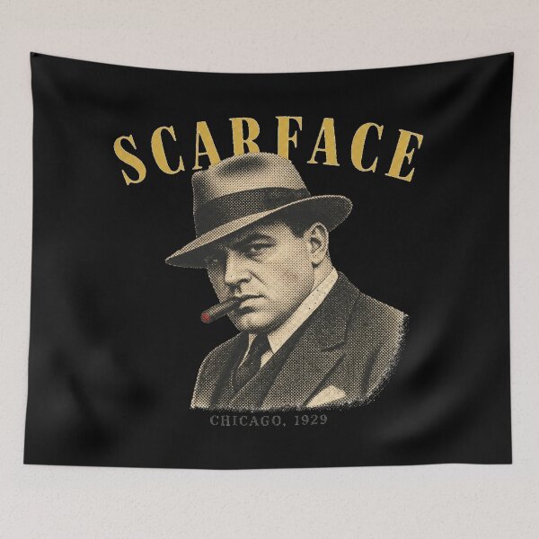 Item preview, Scarface Vintage Halftone Gangster Portrait 1920s designed and sold by Art&Fun.