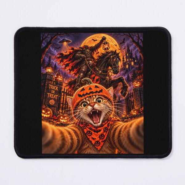 Item preview, Funny Cat Selfie With Headless Horseman Halloween Spooky Graphic designed and sold by KryptoSuperdog.