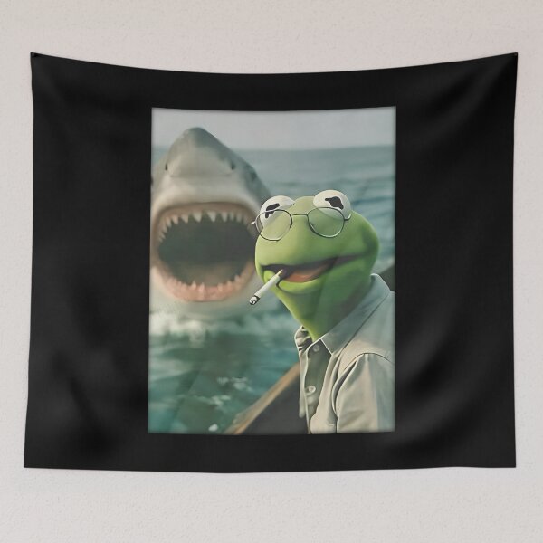 Item preview, Kermit Meme - Kermit Frog - Frog Meme - Smoking Frog Meme - Smoking Frog Shark designed and sold by Molagan-Art.