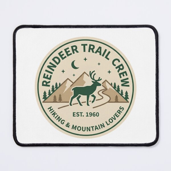 Item preview, Reindeer Trail Crew Hiking & Christmas Emblem designed and sold by GabeMountainArt.