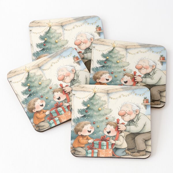 Item preview, Christmas Grandpa Giving Gifts to Grandchildren designed and sold by Connys Colorful World.