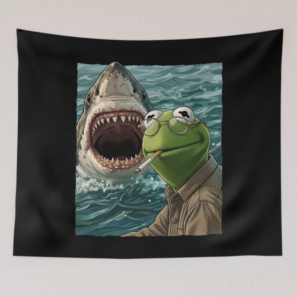 Item preview, Kermit Meme - Kermit Frog - Frog Meme - Smoking Frog Meme - Smoking Frog Shark designed and sold by Molagan-Art.