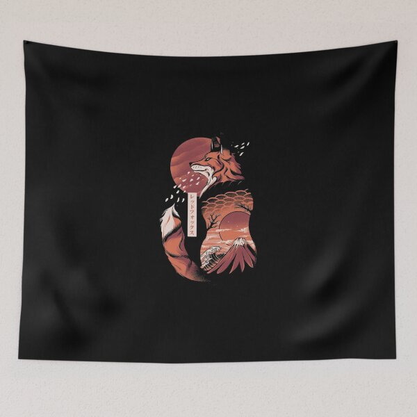 Item preview, Red Fox Wildlife Landscape Oriental Wave Graphic Art designed and sold by FrontinoBergero.