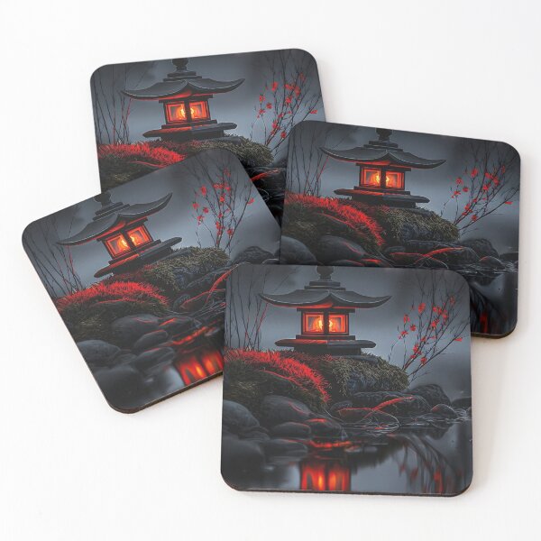 Item preview, Japanese Stone Lantern at Sunset Glowing Reflection Water Aesthetic designed and sold by LYAN-STORE.