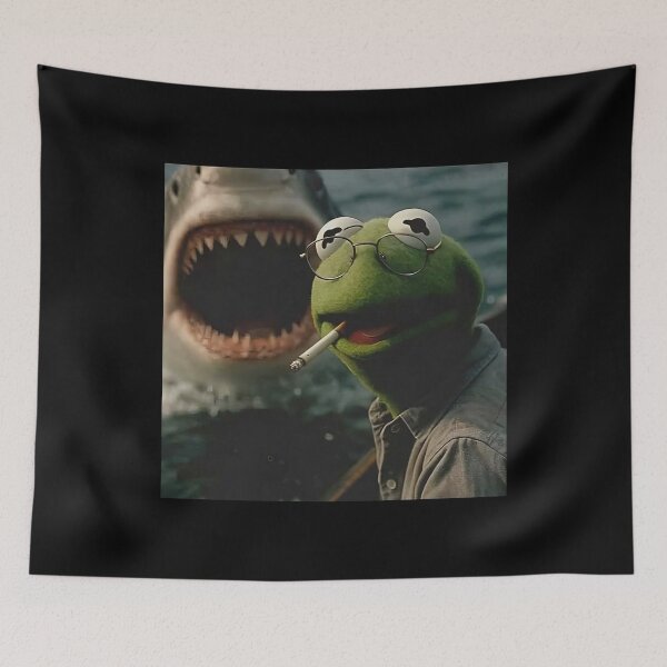 Item preview, Kermit Meme - Kermit Frog - Frog Meme - Smoking Frog Meme - Smoking Frog Shark designed and sold by Molagan-Art.
