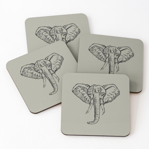 Item preview, Elephant Head | Hand-Drawn Wildlife Art | Vintage Safari Art designed and sold by Half Mess.
