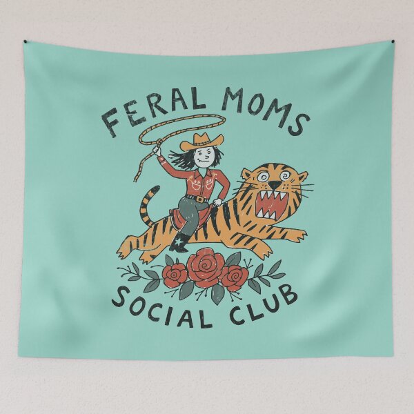 Item preview, Cowboy  Mom Riding a Tiger – Retro Western Tattoo Art designed and sold by Studio Bootleg.