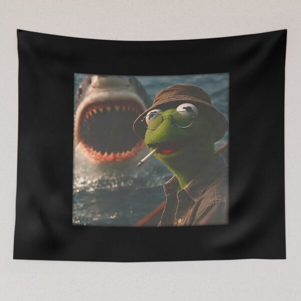 Item preview, Kermit Meme - Kermit Frog - Frog Meme - Smoking Frog Meme - Smoking Frog Shark designed and sold by Molagan-Art.
