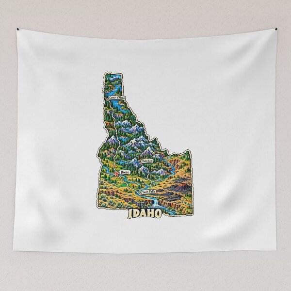 Item preview, Hand Drawn Idaho Travel Souvenir Landmark Gift designed and sold by MichaeIRellov.