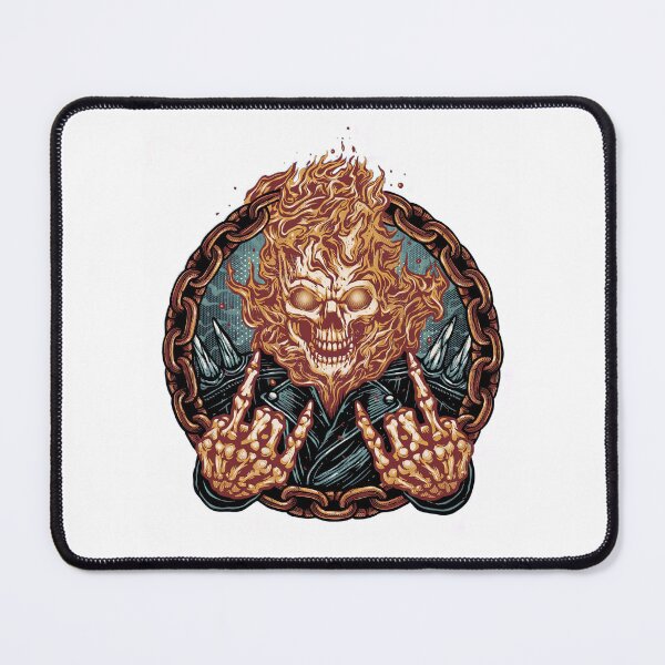 Item preview, Flaming Skull Rock On Heavy Metal Spiked Biker Chains Design designed and sold by QLShop.