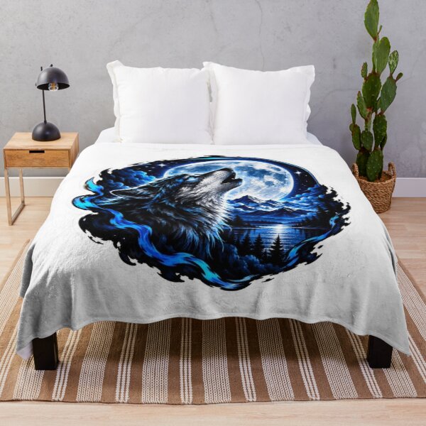 Item preview, Howling Wolf Under Full Moon – Mystical Mountain Night Sticker designed and sold by Vibe_Forge.