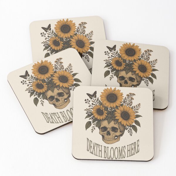 Item preview, DEATH BLOOMS HERE | Gothic Sunflower Skull designed and sold by aliceraecreates.